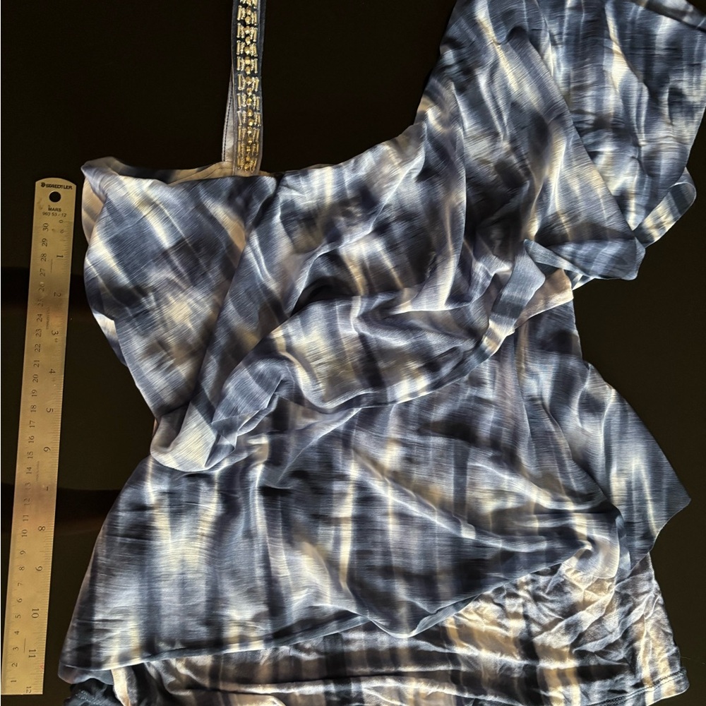 Blue and White Tie-Dye y2k Women's Top